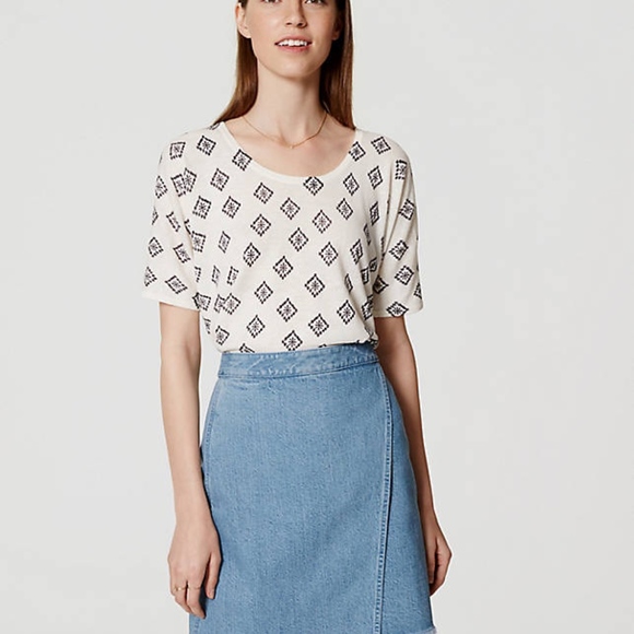 LOFT Tops - LOFT linen/cotton shirt, cream and black, medium